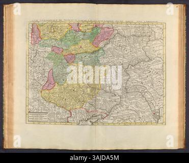 Der Atlas der wereld von Jan Barend Elwe, der 1792 in Amsterdam veröffentlicht wurde, bietet 37 detaillierte Karten von Europa, Asien, Afrika und Amerika, die einen umfassenden Überblick über die globale Geographie bieten. Stockfoto