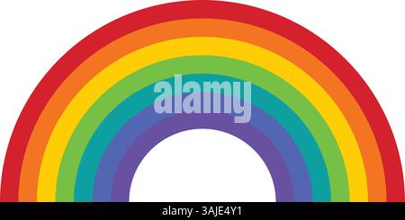 Bunte Regenbogen-Vektor-Illustration – Helles halbes Regenbogen-Arc Clipart für Kinder, Poster und Kunsthandwerk Stock Vektor