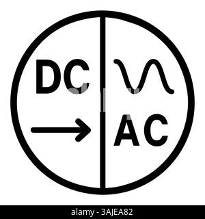 Symbol für DC/AC-Wandlung, Gleichstrom in Wechselstrom Stock Vektor