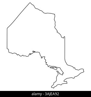 Provinz Ontario Umriss Kanada, einfache schwarze Grenze, geografische Karte Stock Vektor