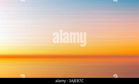 Strukturierter Hintergrund mit feinen horizontalen Linien, die von Hellblau zu warmem Gelb, Orange und Rot übergehen. Moderne Designs, Tapeten und digi Stock Vektor
