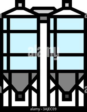 Silo-Zement-Beton-Farbe-Symbol-Vektor-Illustration Stock Vektor
