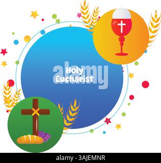 Heilige eucharistiefeier Vektor-Religionen Comic Frame Stock Vektor