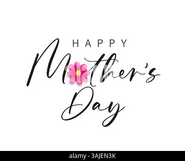 Kreatives Logo zum Happy Mother's Day 2025. Auf die beste Mutter aller Zeiten, Kalligraphie und schöne rosa Blume aus Gänseblümchen. Vektorabbildung Stock Vektor
