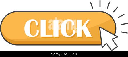 Klicken Sie hier auf das Banner-Symbol in flacher Form. Illustration des E-Commerce-Vektors auf isoliertem Hintergrund. Shopping Button Signature Business Concept. Stock Vektor