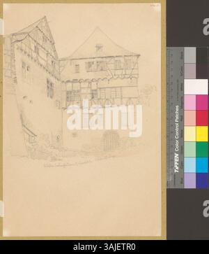 Die Darstellung zeigt eine Außenansicht des Gebäudes mit der Klosterresidenz des ehemaligen Zisterzienserklosters in Bebenhausen, die seine Struktur veranschaulicht. Stockfoto