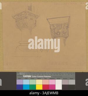 Diese Untersuchung der Hauptstädte in der Kirche St. Godehard in Hildesheim konzentriert sich auf architektonische Details der Kirchengestaltung. Stockfoto