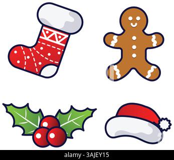 Fruits Set von linearen Vektorsymbolen auf weißem Hintergrund Stock Vektor