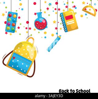 Zurück zur Schule Vektor-Zeichentrickillustration auf weißem Hintergrund Stock Vektor