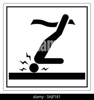 Schwarz-weiß-Symbol, das einen Läufer zeigt, der an der Ziellinie fällt und sportliche Wettkämpfe, Verletzungen und dynamische Bewegungen im Sport darstellt. Stock Vektor