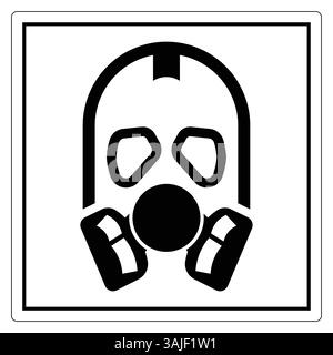 Eine auffällige Grafik mit einem Gasmasken-Symbol, das Sicherheit und Schutz vor Umweltgefahren symbolisiert. Ideal für Gesundheits- und Sicherheitsthemen. Stock Vektor