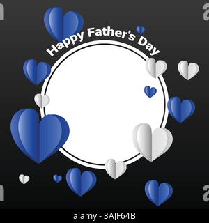 Happy Vathers Day, Vektor-Cartoon quadratischer Rahmen Stock Vektor