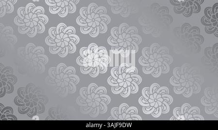 Graues Blumenmuster. Elegante, nahtlose Tapete. Silberfarbene Vintage-Dekorationsstruktur. Stock Vektor