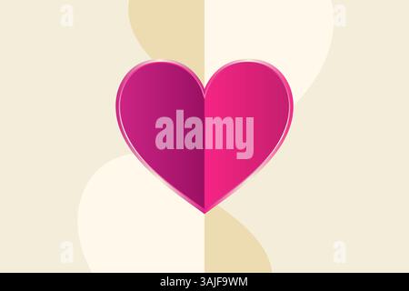 Romantischer Vektor abstrakter geometrischer Hintergrund mit Herz. Kreatives Konzept des Webbanners oder der Überschrift „Happy Valentines Day“. Stock Vektor