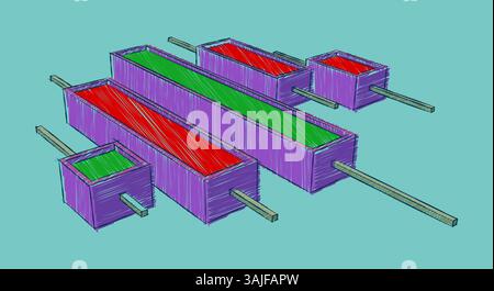 Symbol für Kerzendiagramm. Konzept der Finanzinvestitionen. Vektorillustration für Stützungs- und Widerstandsniveaus. Forex-Trading-Grafikdesign. Stock Vektor