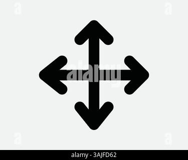 Nach Oben Nach Unten Links Nach Rechts Symbol Vier Pfeile Cursor Schwenken Skalieren Verschieben Punkt Zeiger Erweitern Richtung Ausrichtung Nord-Süd-Ost West Kompasspfad Pfeilsymbol Stock Vektor