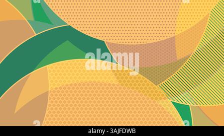 Lebendiges abstraktes Design mit sich überlappenden Kreisen und einer verspielten Mischung aus warmen und coolen Farben. Kombiniert geometrische Formen und Muster, um eine zu erstellen Stock Vektor