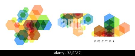 Abstrakter geometrischer Hintergrund mit transparenten farbigen Figuren. Vorlage für Poster, Flyer, Banner oder Buchcover. Vektorgrafik für Design Stock Vektor