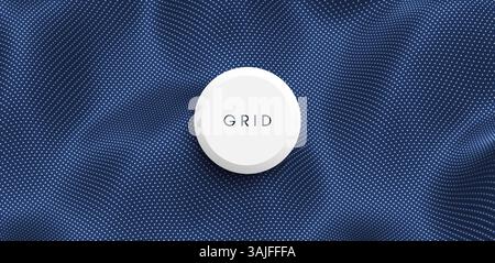 Hintergrund mit konvexen Formen. Gitteroberfläche mit Wellen und Reflexionen. 3D dynamische Vektordarstellung. Stock Vektor