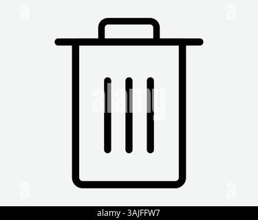 Mülltonne Umrisssymbol Mülleimer Linie Form Mülleimer Löschen Symbol Abfallbehälter mit Deckel Abdeckung Abfallbehälter Junk Recycling Entsorgung Schild Vektor Stock Vektor