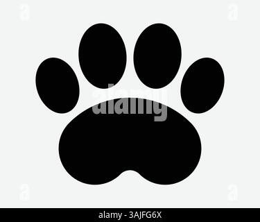 Hund Paw Print Schwarz Flache Form Umriss Katzenbein Beine Füße Fußspur Schritt Tier Haustiere Symbol Symbol Nette Haustier Wild Wildlife Bär Tiger Vektor Grafik Stock Vektor