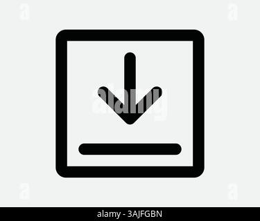 Herunterladen Quadrat Button Linie Umriss Pfeil Punkt Zeigend Datenspeicher Cloud Server Archivbox Schwarz Weiß Grafik Grafik Illustration Vektor App Stock Vektor