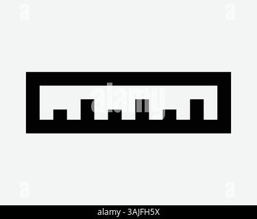 Lineal Messband Gerät Werkzeug Länge Messskala Objekt Schwarz Umriss Linie Form Symbol Zeichen Tischlerei Schule Stationär Zoll Si Stock Vektor