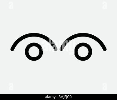 Zwei Augen Linie Icon beobachten beobachten beobachten Blick Beobachtung Umriss Form Grafik Illustration Vektor CCTV Untersuchung Cartoon schauen Stock Vektor
