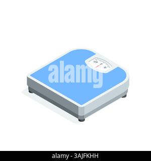 Isometrische Vektor mechanische Bodenwaage mit einem Pfeil, in Farbe auf weißem Hintergrund, Gesundheit und Gewichtskontrolle Stock Vektor