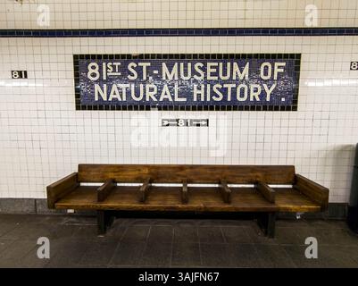 81. Station-Museum of Natural History Station wie in der New Yorker U-Bahn am Mittwoch, 9. April 2025. (© Richard B. Levine) Stockfoto