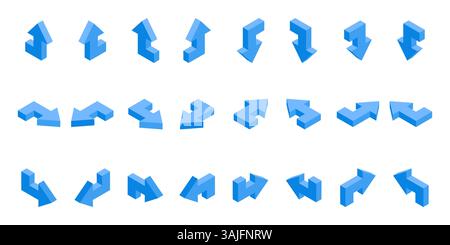 Isometrischer Satz von Pfeilen in Farbe auf weißem Hintergrund, Zeiger für Infografiken und Design Stock Vektor