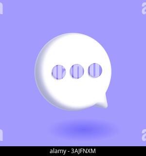Symbol für 3D-Gitter-Vektor-Textblase, in Farbe auf violettem Hintergrund, Nachricht auf Telefon oder Chat-Messenger Stock Vektor