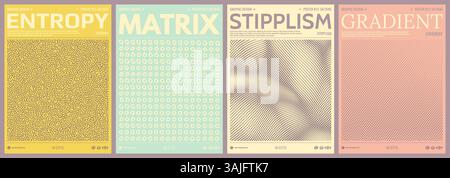 Array mit dynamischen Partikeln. Hintergrund von Punkten, die sich zufällig im Hintergrund bewegen. Wellige Oberfläche mit dynamischem Effekt. Cover Design Vorlage. Vektor für broc Stock Vektor