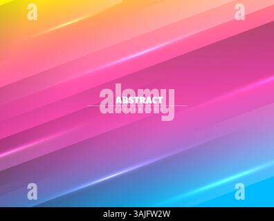 Ein lebendiger abstrakter Hintergrund mit glatten diagonalen Streifen, die leuchtende Rosa-, Blau- und Gelbtöne vermischen. Perfekt für Design, Branding oder arti Stock Vektor