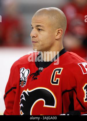28. Dezember 2009 - Calgary, Alberta, Kanada - Foto des NHL-Spielerprofils auf Jarome Iginla von Calgary Flames während eines Spiels in Calgary. (Foto: © Larry MacDougal via ZUMA Wire) Stockfoto