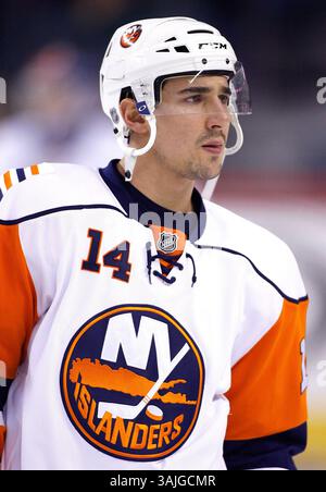 11. Januar 2009 - Calgary, Alberta, Kanada - Profilfoto der NHL auf Chris Campoli der New York Islanders während eines Hockeyspiels in Calgary. (Foto: © Larry MacDougal via ZUMA Wire) Stockfoto