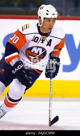 11. Januar 2009 – Calgary, Alberta, Kanada – Foto des NHL-Spielerprofils im Richard Park der New York Islanders während eines Hockeyspiels in Calgary. (Foto: © Larry MacDougal via ZUMA Wire) Stockfoto