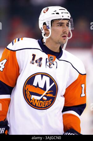 11. Januar 2009 - Calgary, Alberta, Kanada - Profilfoto der NHL auf Chris Campoli der New York Islanders während eines Hockeyspiels in Calgary. (Foto: © Larry MacDougal via ZUMA Wire) Stockfoto