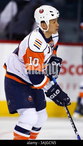 11. Januar 2009 – Calgary, Alberta, Kanada – Foto des NHL-Spielerprofils im Richard Park der New York Islanders während eines Hockeyspiels in Calgary. (Foto: © Larry MacDougal via ZUMA Wire) Stockfoto