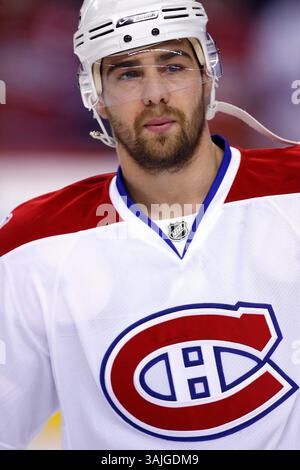 Februar 2009 - Calgary, Alberta, Kanada - Foto des NHL-Spielerprofils von Christopher Higgins aus Montreal Canadiens während eines Hockeyspiels in Calgary. (Foto: © Larry MacDougal via ZUMA Wire) Stockfoto
