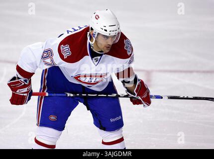Februar 2009 - Calgary, Alberta, Kanada - Foto des NHL-Spielerprofils von Montreal Canadiens' Max Pacioretty während eines Hockeyspiels in Calgary. (Foto: © Larry MacDougal via ZUMA Wire) Stockfoto