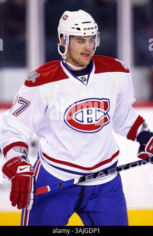 Februar 2009 - Calgary, Alberta, Kanada - Foto des NHL-Spielerprofils von Montreal Canadiens' Max Pacioretty während eines Hockeyspiels in Calgary. (Foto: © Larry MacDougal via ZUMA Wire) Stockfoto