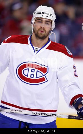 Februar 2009 - Calgary, Alberta, Kanada - Foto des NHL-Spielerprofils von Christopher Higgins aus Montreal Canadiens während eines Hockeyspiels in Calgary. (Foto: © Larry MacDougal via ZUMA Wire) Stockfoto