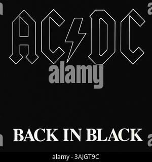 ACDC - Back in Black - Vintage-Plattencover Stockfoto