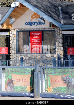 Februar 2012 - Calgary, Alberta, Kanada - Eintritt für den Zoo von Calgary in Calgary, Alberta am Freitag. (Foto: © Larry MacDougal via ZUMA Wire) Stockfoto