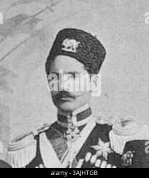 Das Foto von 1896 zeigt Vertreter Persiens bei der Krönung von Nikolaus II. Von Russland. Prinz Haji Amanoullah Mirza wird neben anderen persischen Diplomaten dargestellt. Stockfoto