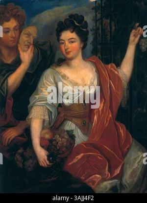 Dieses Porträt der Anne-Louise-Bénédicte de Bourbon-Condé, Herzogin von Maine, wurde 1695 von Nicolas de Largillière gemalt. Das Öl auf Leinwand zeigt sie in einem mythischen Gewand und verkörpert die römische Göttin der Früchte und Gärten. Stockfoto