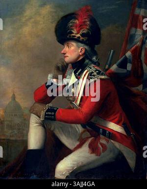 Dieses Porträt um 1790 zeigt Major John André, einen britischen Geheimdienstoffizier während der Amerikanischen Revolution, der für seine Rolle beim Verrat an Benedikt Arnold bekannt ist. Stockfoto