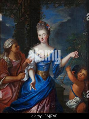 Pierre Goberts Porträt von Marie Anne de Bourbon (1666–1739) als Pomona zeigt die französische Prinzessin in einem Garten. Das Gemälde vom Ende des 17. Bis Anfang des 18. Jahrhunderts feiert ihre Schönheit und königliche Abstammung. Stockfoto