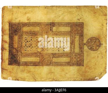 Dieses Folio aus dem 9. Jahrhundert ist Teil des gestohlenen Koran-Manuskripts aus dem Pars Museum, das 2005 bei Sotheby's versteigert wurde. Stockfoto